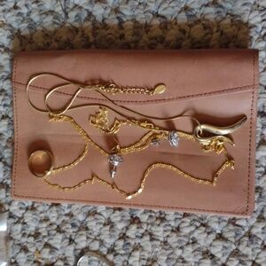 Bijou 16" necklace/22"GP Necklace/pair of diamond stud earrings/GP Small Ring